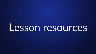 White text reading “Lesson resources” is centered on a plain dark blue background.