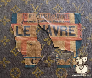 Hotel label on Louis Vuitton, Goyard, Moynat trunk - Malle2luxe