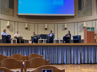 Left to right: Philipp Schorch (panel convener), Joshua Bell, Flower Manase, Jacek Kołtan and Diana Gabler (panel convener). Photo: Katharina Nowak.