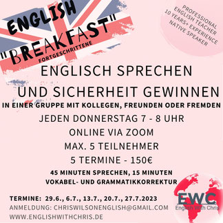 English Breakfast Kurzkurs Flyer Advanced