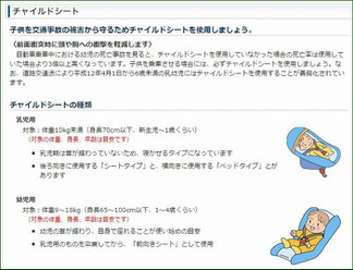 チャイルドシートの取り付け方（国土交通省のＷＥＢサイトにリンクします）