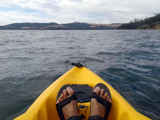 Kayak view of Bruny Island