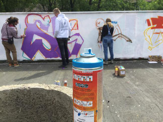 Insgesamt 10 Graffiti-Workshops konnten 2019 realisiert werden, wie hier im Hasseler Fritz-Erler-Haus