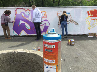 Insgesamt 10 Graffiti-Workshops konnten 2019 realisiert werden, wie hier im Hasseler Fritz-Erler-Haus 