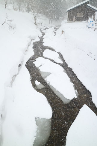 山から流れてくる水は凍るほど冷たい