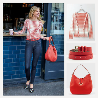 Leuchtendes Rot setzt tolle Akzente in Mustern, Gürtel, Tasche oder anderen Accessoires.
