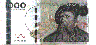 Swedish Krona old 1000bill exchange