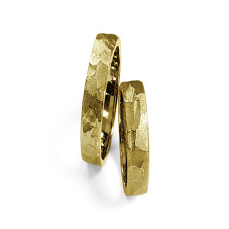Trauringefacette schmal, 3,5mm Breit, 925/- Silber, 750/- Gelbgold, 0,03ct Rubin
