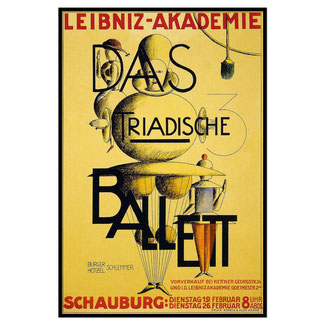 Plakat für eine nicht realisierte Aufführung in Hannover am 19. und 26. Februar 1924. Entworfen von Oskar Schlemmer.