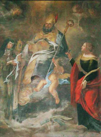Corbara - Collégiale A Nunziata - Augustin, Sainte Claire avec sa lampe, Apolline avec ses tenailles
