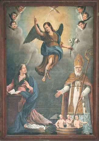 Cognocoli Monticchi (Région d'Ajaccio) Eglise l'Annonciation - L'Annonciation et St Nicolas attribué à Jérôme Maglioli