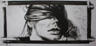 Porträt II, Kohle auf Papier, 0,35 x 0,6 m