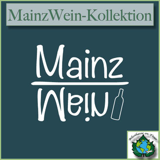 Grafisches Motiv der MainzWein-Kollektion mit handgeschriebenem Schriftzug „Mainz Wein“, einer stilisierten Weinflasche und ruhigem dunkelgrünem Hintergrund. Ideal für Weinliebhaber und Fans der Stadt Mainz.