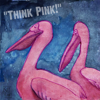 Pink Pelican Tusche und Aquarell