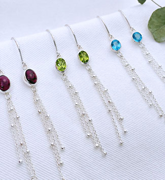 Boucles d'oreilles en argent et pierres gemmes naturelles création artisanale