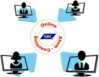 Verschiedene Personen nehmen via PC am SBC Online Atem-Coaching teil