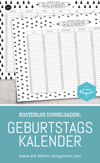 Free Download: Geburtstagskalender mit Liebe zu reduzierten, skandinavischen Schwarz-Weiß Mustern. www.die-kleine-designerei.com