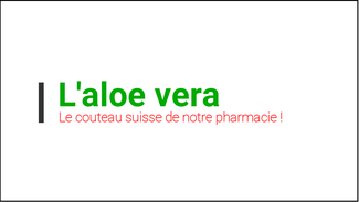 L'Aloe Vera un veritable couteau suisse : voici un reportage France 2 de " C'est au programme "  sur l'aloe vera, le couteau suisse de notre pharmacie. Le CHU de Bordeaux a décidé d’utiliser la Crème protectrice Aloe Vera et propolis de LR  pour ses vertu