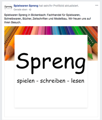 Folgen Sie Spiel und Schreibwaren Spreng auf facebook und verpassen Sie keine Neuigkeiten über unser Sortiment. Wir informieren über neue Spiele, neue Puzzle oder Aktionen und Sale Preisreduzierungen. Wir beraten Sie gerne vor Ort zu neuen Brettspielen