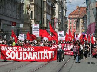 KPÖ - demo i byen Graz 