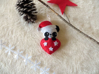 Panda à suspendre, dans votre sapin de Noël, decoration de Noël en feutrine