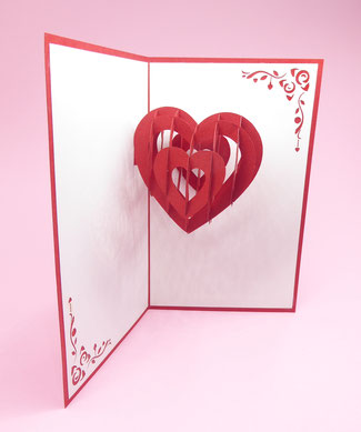 Carte postale pop-up coeur 3D Saint Valentin