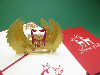 carte pop-up cerf et flocons de Noël pour carte de joyeux noël
