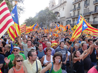Protesters in Catalonia. Photo by EliziR, CC BY-SA 3.0