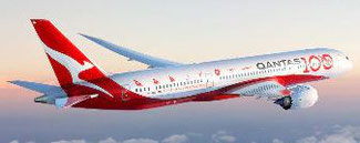 The new 787 Dreamliner, Longreach, in special Centenary livery. Image: Qantas