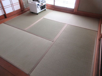 多摩市畳　市松模様の畳縁　マロンブラウンの畳縁