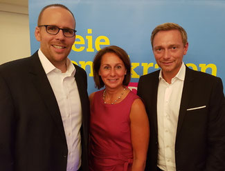 Von links nach rechts: Jörn Freynick, Nicole Westig, Christian Lindner