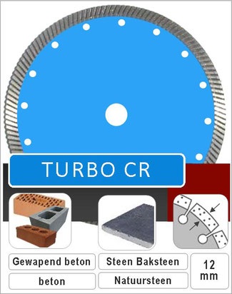 diamantzaagblad met volband turbosegment voor splintervrij zagen van algemene bouwmaterialen en natuursteen