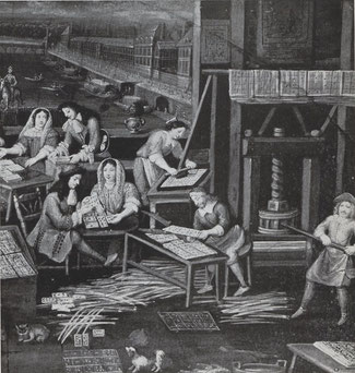 Atelier d'un maître cartier de la place Dauphine au XVIIIème siècle
