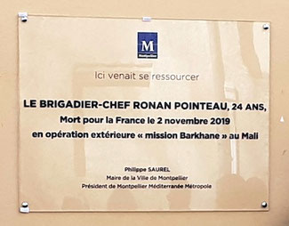 Plaque en hommage au brigadier-chef Ronan Pointeau - anocr34.fr