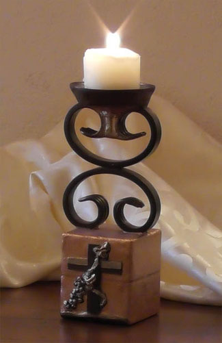 Spiritueller Kerzenständer Kreuz Ähren Stil Antik