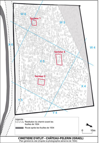 Plan général du site avec l’implantation des secteurs explorés en 2015 © M. Vivas, Y. Gleize