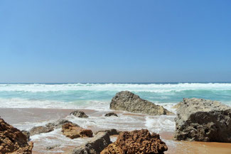 Strand Felsen Meer Sonne Lalla Fatma Marocco