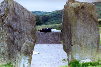 “Just Resting” on the recumbent stone at Drombeg Stone Circle, County Cork, Ireland.