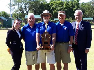 (l to r in blue) Terry Fergusson, Ted Merritt, and Dave Austen