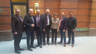 von links: Klaus Hoher MdL, Hermann Grupe MdL, Marco Weber MdL, Dr. Friedrich Bullinger MdL, Dr. Christel Happach-Kasan (Vors. FDP-Bundesfachausschuss Landwirtschaft & Ernährung), Jürgen Lenders MdL und Daniel Bohl (stv. Vors. des FDP-Bundesfachausschuss)
