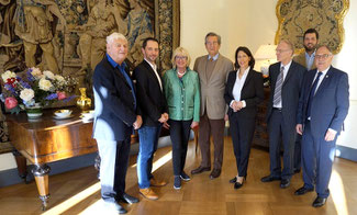 v.l.n.r.: Karl-Otto Hahn, Daniel Lemke, Karin PLank-Dietz, S.D. Alexander Fürst zu Sayn-Wittgenstein-Sayn, Daniela Schmitt, Herbert Speyerer, Prinz Casimir, Günther Bomm