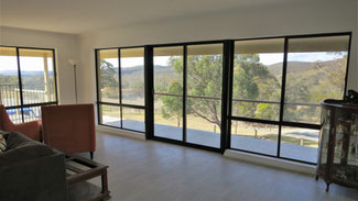Views out the windows at a house in South of Sydney. Window frames were spray painted black by Alpha Coatings.