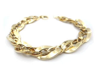 Bracciale donna in oro giallo 18 kt maglie lucide e godronate 