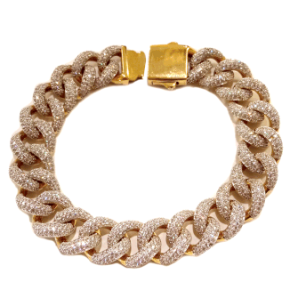 Bracciale groumette in oro giallo con brillantini 18kt BR12047G