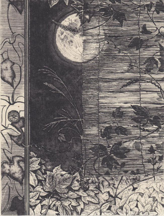 葛に月/銅版/雁皮刷り 20×15.5cm