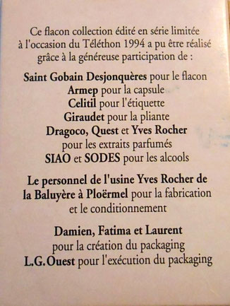 TELETHON 94 : FRUIT ROUGE - VERSO DE LA BOÎTE