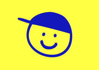 Kinderfreundliche Gestaltung - lachendes Gesicht mit Schildmütze auf gelben Hintergrund - meinaufkleberladen24