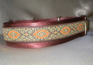 Martingale, Halsband, 4cm, Gurtband schokobraun, edele Borte