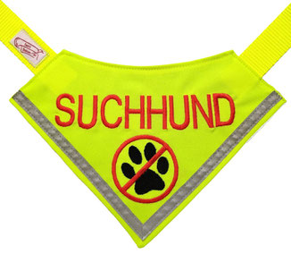 Suchhund,Pfote, bestickt, Mantrailing, Mantrailer,Azubi, Rettungshund, Hundehalstuch neongelb