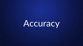 White text reading “Accuracy” is centered on a plain dark blue background.